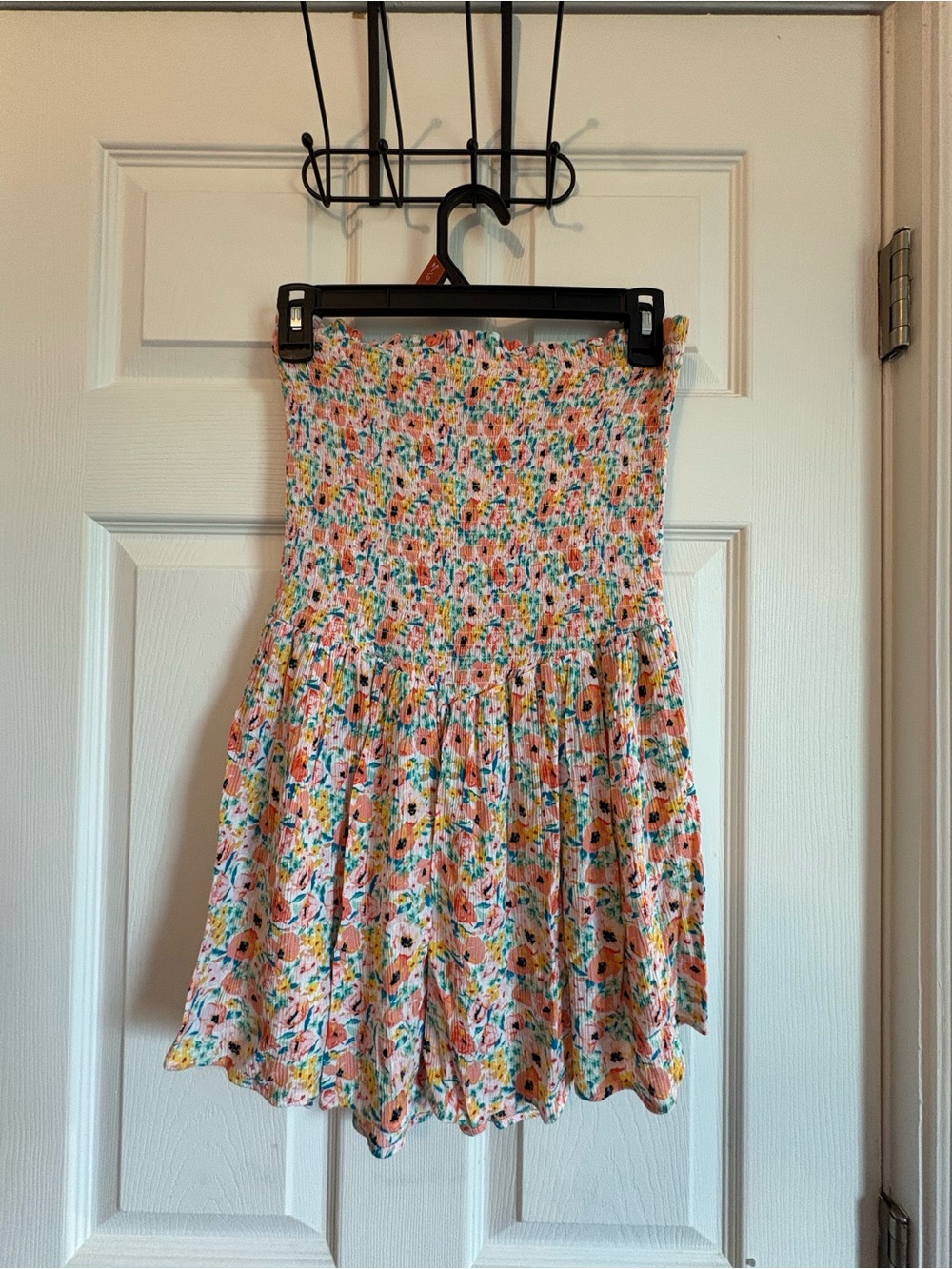 body glove strapless floral smocked mini dress xs tropical beach cover up